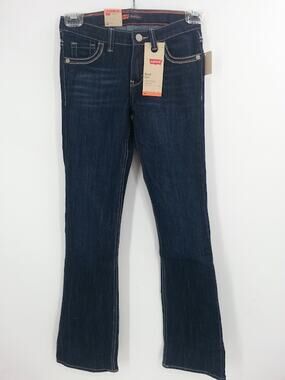 Levi's Boot Cut Slim Blue Jeans Denim Dark Wash Embroidered Girls NEW 14 Slim
